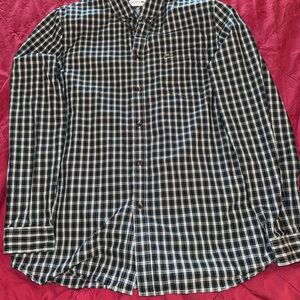 Lacoste Men's Black and White Plaid Shirt
